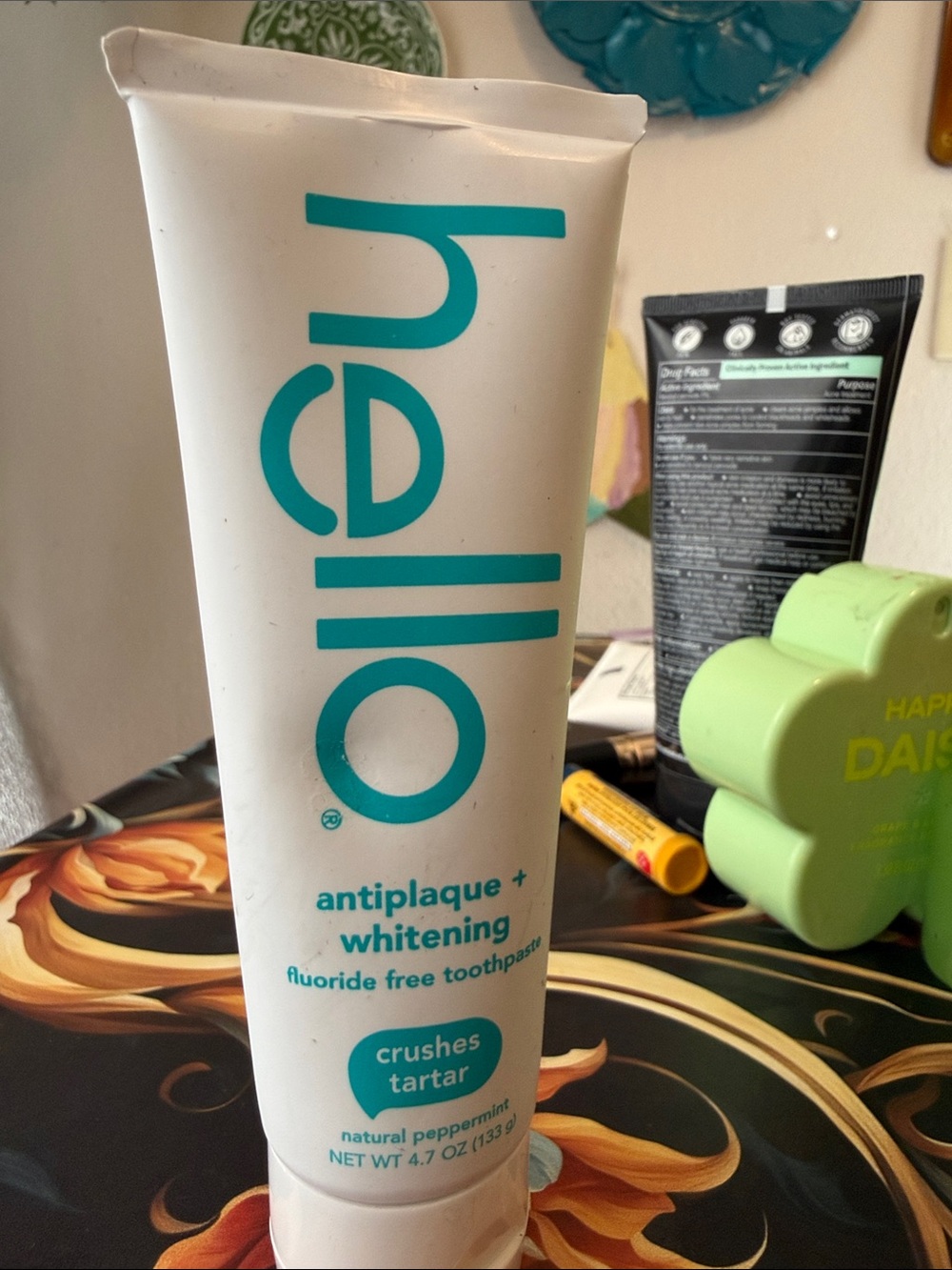 Hello Antiplaque + Whitening Fluoride-Free Toothpaste - White with Teal Logo